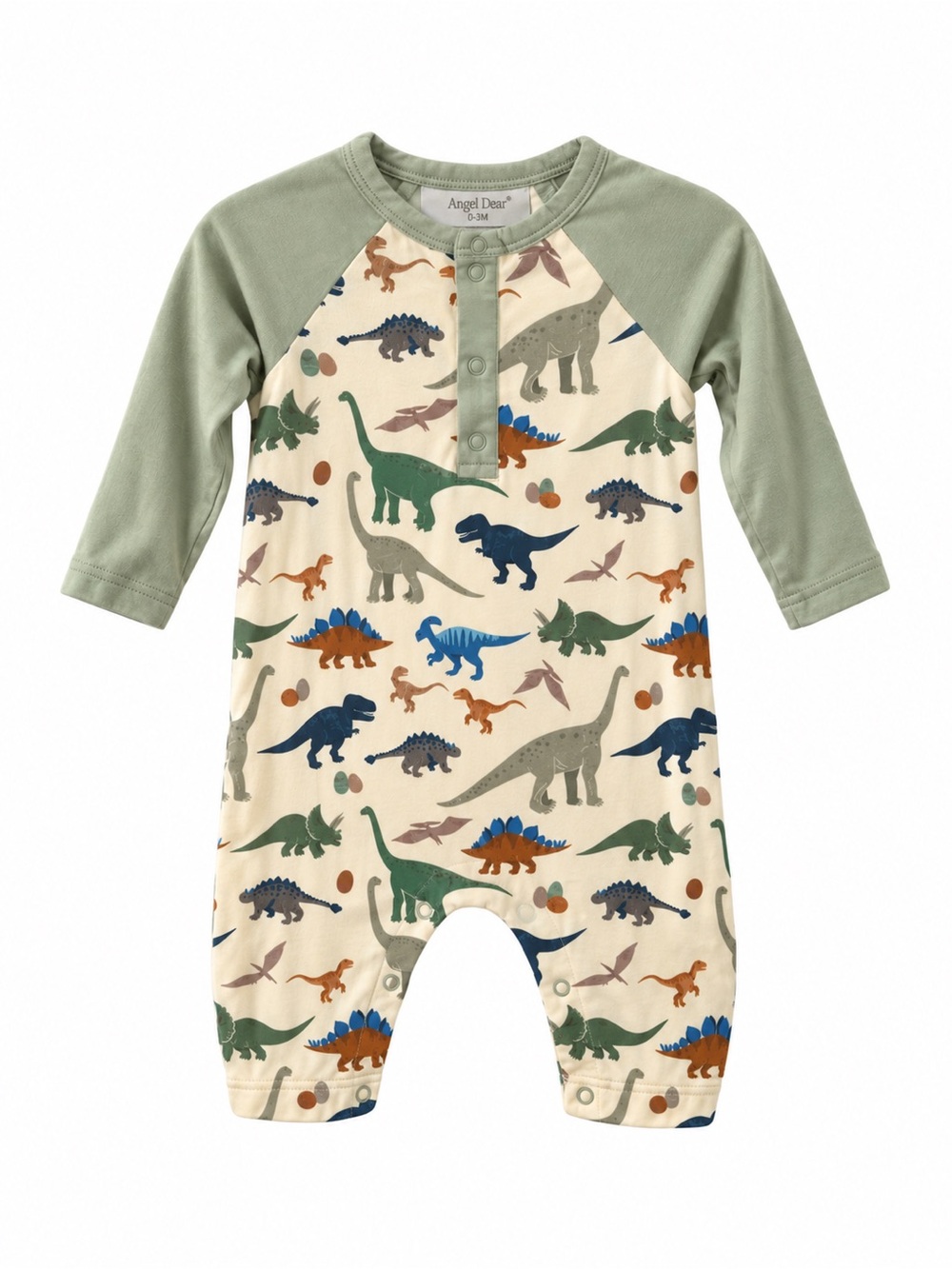 Angel Dear Dinosaur Bamboo Raglan Romper 0-3M